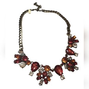 ViVI Rasberry Red and Orange Holiday Glam Necklace With Genuine Crystals